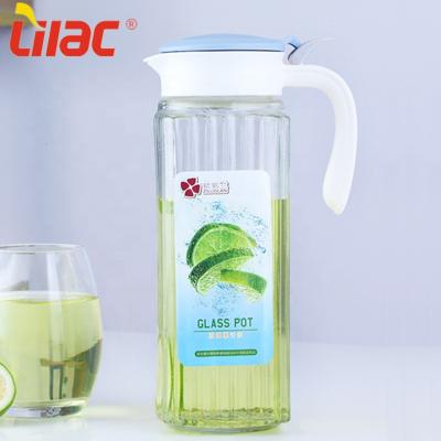 China 1.1 Liter Fridge Sustainable Lilac German Quality Ribbed Vertical Stripe Carafe Ice Tea Water Pitcher for sale