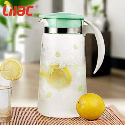 China Viable Lilac German Quality 1400ml Customize Pitcher Ice Beer High Quality Glass Cold Water Jugs With Lid for sale