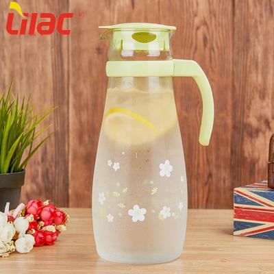 China Best Quality 1300ml 1700ml Sustainable German Lilac Minimalist Elegant Porcelain Glass Lid/Handle Craft Drinks Juice/Sweet Tea/Water Jug for sale