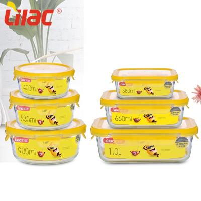 China German Quality 400ml 630ml 900ml 380ml 660ml 1000ml Freshness Preservation Lilac Food Storage Container German Glass Airtight Set for sale