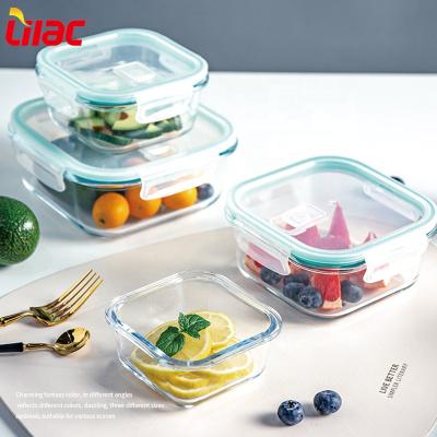 China German Kitchen Airtight Airtight Container Freshness Keeping Container Lilac Grade Glass Food Storage Tight Set With Lids for sale