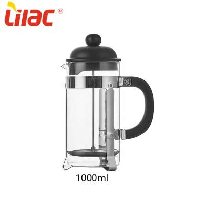 China Viable Lilac German Manual Parts Private Label Quality 600ml/800ml/1000ml/950ml Coffee Maker Heat Resistant Hot French Press for sale