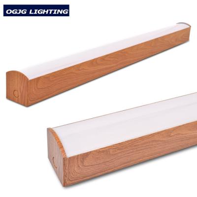 China OGJG Classroom Wooden Grain Color Warehouse Emergency Kit Led Linear Custom Light Fixture for sale