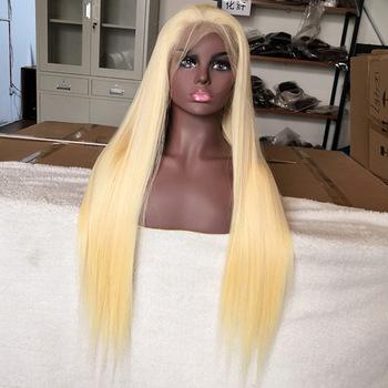 China Barely Shedding Straight Blonde Thick Smooth Soft Remy Human Hair Lace Front Wigs Glueless 13 6 Cheap Wholesale Hd 613 Full Curly Virgin for sale