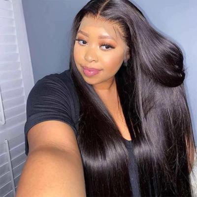 China Wholesale Brazilian Straight Barely Shedding Wigs Thick Soft Smooth, Lace Front Wig With Baby Hair, Virgin Hair Wig For Black Women for sale