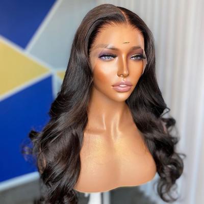 China Hot Selling 100% Pulled Barely Shedding Wigs Soft Smooth Thick Hair Body Wave Wigs 2*6 Lace Black Double Curly Closure For Black Woman for sale