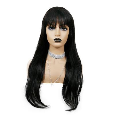 China Wave Brazilian Remy Hair Glueless None Lace Silky Straight Wigs Straight With Bangs Full Hair Machine Made Wigs for sale