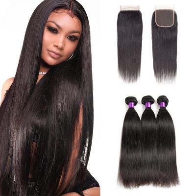 China 10A Barely Shedding Thick Smooth Soft Mink Brazilian Hair, Raw Virgin Cuticle Aligned Hair, Brazilian Virgin Hair Bundles With Closure for sale