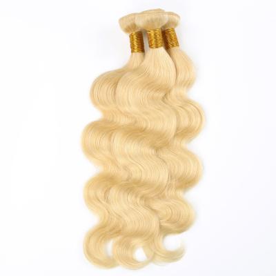 China Factory Direct Barely Shedding Soft Thick Straight Brazilian Blonde Body Wave 613 Bundles With Closure 100% Virgin Brazilian Hair 3 Bundles for sale