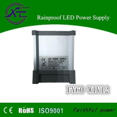 China 12 V 5A 60W rainproof ac dc power supply for LED Light , Overload Protection for sale