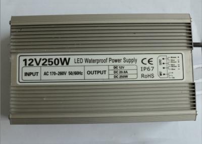 China 12V 24V Waterproof LED Power Supply 250W , Outdoor LED Driver AC 170V - 264V for sale