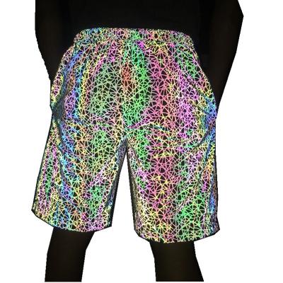 China Anti-wrinkle rainbow color draw reflective shorts fashion big rainbow casual reflective shorts for sale