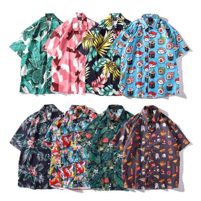 China Wholesale Hawaiian Sea Island Men's Print Casual Short Men's Hawaiian Beach Wear Custom Anti-pilling Sleeve Shirts for sale