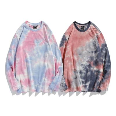 China Anti-Wrinkle Mens Womens Long Sleeve T-shirt Tie Dye Sweatshirt Crewneck Wholesale Slim Pullover Sweatshirt for sale