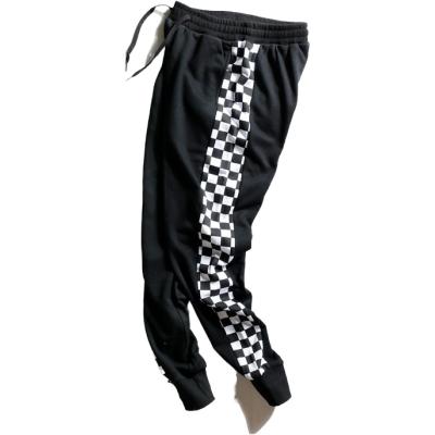 China Anti-wrinkle street wear pants jogging stripe racing men's plaid track pants track pants wholesale for sale