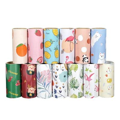 China Amazon Manual 60 Customized Logo Sheet Spiral Cutting Dusting Cloth 10cm Fiber Adhesive Sticky Paper Roll for sale