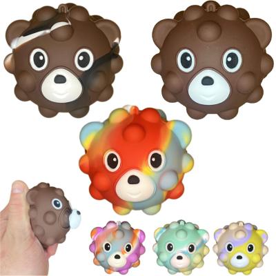 China Can Be Repeatedly Washed Stress Ball Rugby Stress Bear Relax Round Ball Squeeze 3D Toy Ball Silicone Sensory Bubble Toys Stirring Person Stress Bear Ball 3D for sale