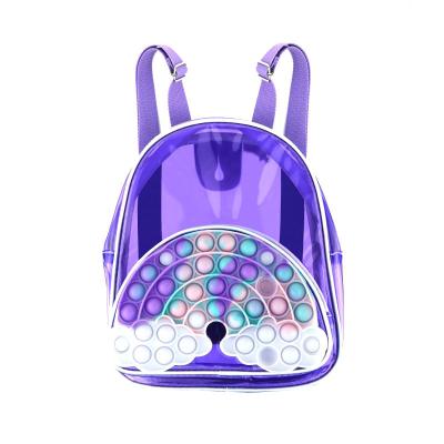 China Kids itting push sound bubble fidgety person sensory toy fashion new rainbow fidgety person toys push bubble school book silicone students shoulder itting backpack Bag Bookbags Pop for sale