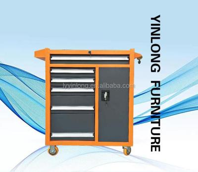 China Orange durable 6 drawer and one door tool cabinet for sale