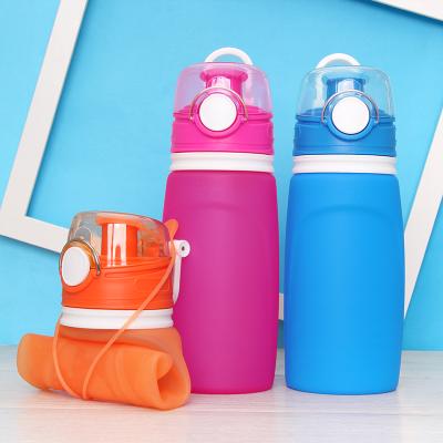 China New Products Viable Collapsible Silicone Bottle Collapsible Drinking Water Bottle With PP Lid for sale