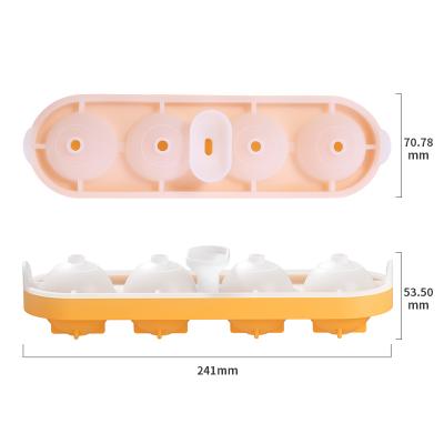 China 4 Holes Drink Custom Reusable Ice Ball DIY Ice Ball Molds Maker Whiskey Silicone Ice Cube Tray KW01Q-4 for sale