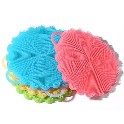 China Viable Universal Washing Brush Kitchen Washing Tool Silicone Sponge Dish Cleaning Scrubber for sale