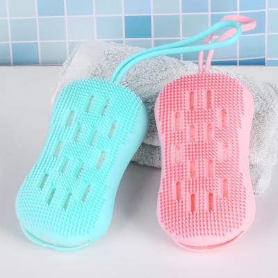 China Double Sided Silicone Shower Body Clean Exfoliating Belt Bath Brush For Men And Women for sale