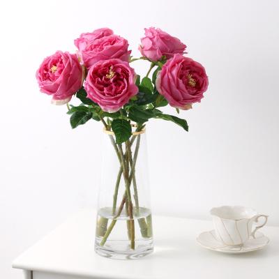 China Wedding Simple Stem Austin Roses For Wedding Home Valentine's Day Decoration AF23027 Artificial Natural Rose Flowers for sale