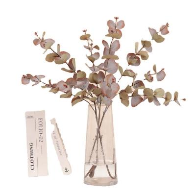 China Wedding Decoration AF23033 Single Short Stem 3 Branches Artificial Eucalyptus Leaves For Wedding Outdoor Garden Bridal Standing Decoration for sale