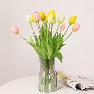 China Wedding Decoration AF23039 Latex PU Mini Tulips Bouquets Artificial Moisturizing Real Touch Tulip Flowers For Wedding Hotel Home Room Decoration for sale