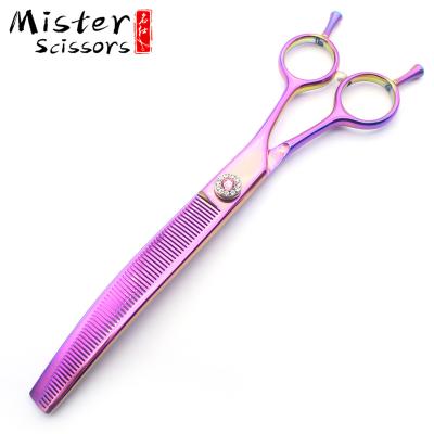 China Viable Pink Professional High Quality Dog Grooming Curved Thinning Scissors 7.25 Inch Curved Thinner 440C Stainless Steel for sale