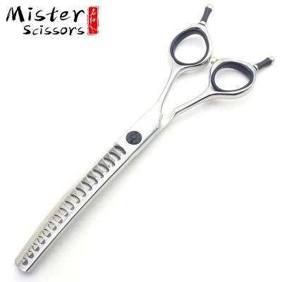 China Durable High Quality SUS440C Stainless Steel Pet Grooming Curved Thinning Scissors 6.5 Inch Fishbone Teeth for sale