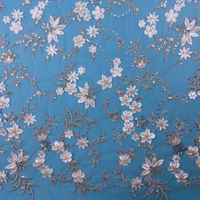 China Viable hot sale WS3009 free sample low price sequin embroidery lace fabric for sale