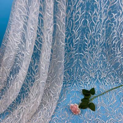 China PYT1031 White Bridal Mesh Tulle Net Glitter Lace Fabric Viable Bonded Tulle for sale