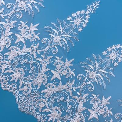 China Sustainable WT3003 Hot Sales White Embroidery Lace Trim With Beads for sale