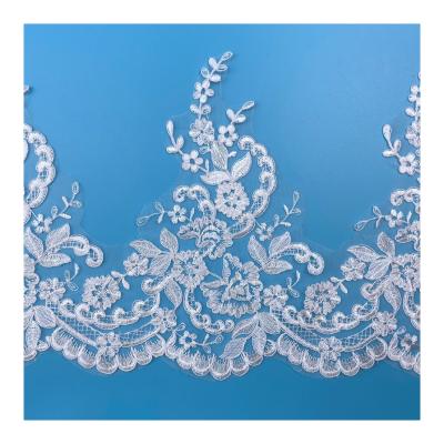 China WT3007 Low Price Wholesales Viable Embroidery Mesh Lace Trim With Beads for sale