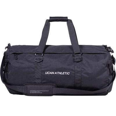 China Fashion OEM ODM Cool Custom Large Fitness Waterproof Black Nylon Men's Sports Gym Fleece Travel Bag for sale