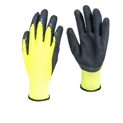 China Qingdao Winmid anti-slip durable latex dipped glove insurance work gloves yellow latex working glove for sale