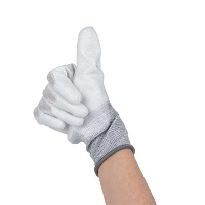 China High Performance Work Safety Anti-Slip Fiber 13g Top Fit Polyurethane Polyester Coated Gloves for sale