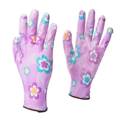 China Winmind 13G Garden Flower Anti-Slip Nitrile Smooth Coated Custom Gardening Gloves for sale