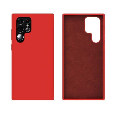 China High Quality Anti-fouling Shockproof Mobile Phone Case For Samusng S22 Ultra Liquid Silicone Case With Soft Microfiber Lining for sale