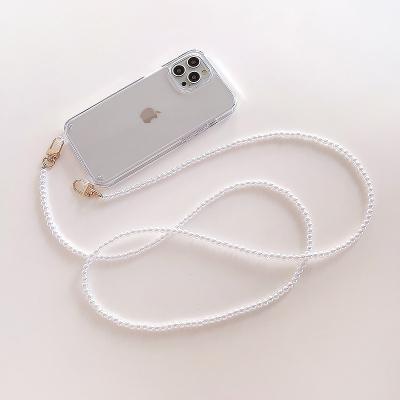 China High Quality Shockproof Strap Phone Case For iPhone 13 Transparent TPU+PC Hybrid Mobile Phone Case With Strong Arming Cord Hole for sale