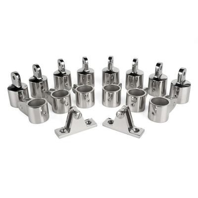 China 316 Stainless Steel Bimini Top Fittings 16pcs/set Cover Flip Top Cap Top Slide Deck Hinge 7/8inch for sale