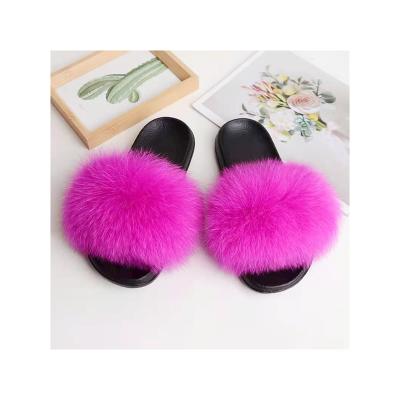 China Soft And Wear Resistant Natural Length Fox Fur Waterproof Breathable Slipper for sale