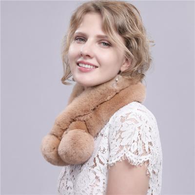 China Extra Thick Environmental Protection Fur Natural Length No Fade Durable Rex Rabbit Fur Scarf for sale