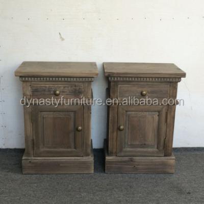 China French Antique Bedroom Bedside Cabinet Solid Wood Small Wooden Table for sale