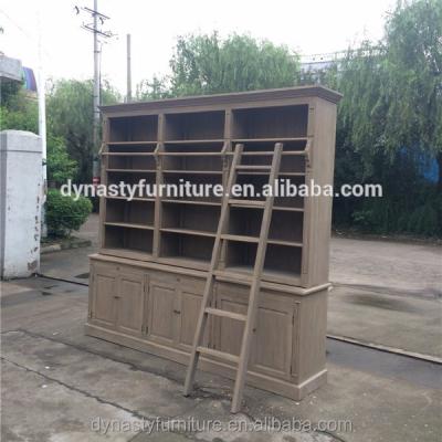 China Large a large wooden display bookcase with a wooden ladder design for sale