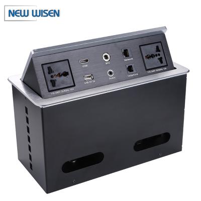 China Conference Table Hydraulic Pop Up Socket Mains Box European Oxidized for sale