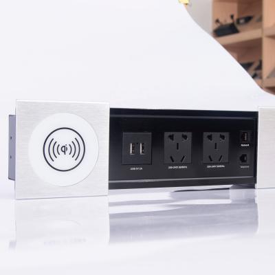 China 100-240V Power Conference Table Top Desktop Electrical Outlet RJ45 Cat6 Port for sale