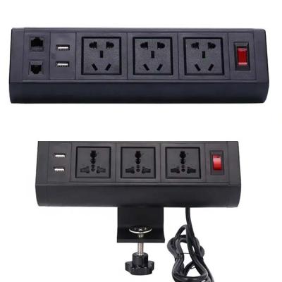 China Clamp Mounting Surge Protector Desk Mount Power Plug Outlet For Table Edge for sale